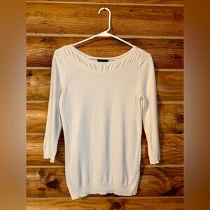 Worthington Cream Boatneck 3/4 Sleeve Sweater with Ripple Detail on Coll…